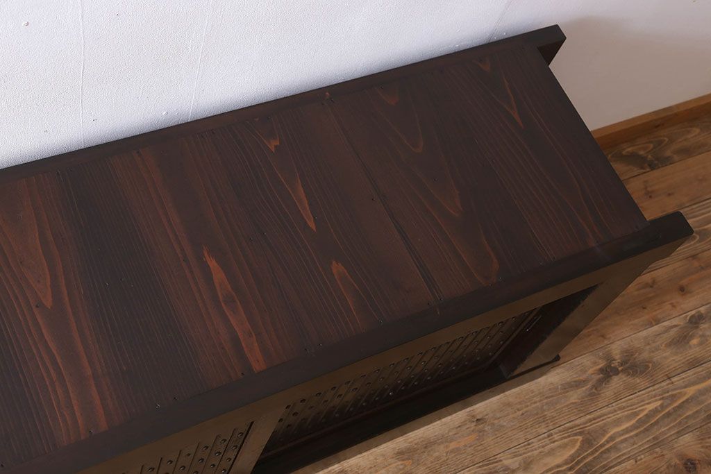 アンティーク家具　特大サイズ!アンティーク九尺水屋箪笥ローボード(2)(テレビ台、キャビネット、収納棚)