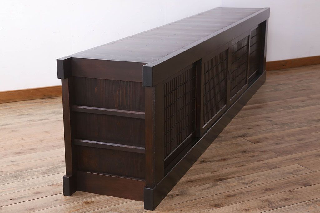 アンティーク家具　特大サイズ!アンティーク九尺水屋箪笥ローボード(2)(テレビ台、キャビネット、収納棚)