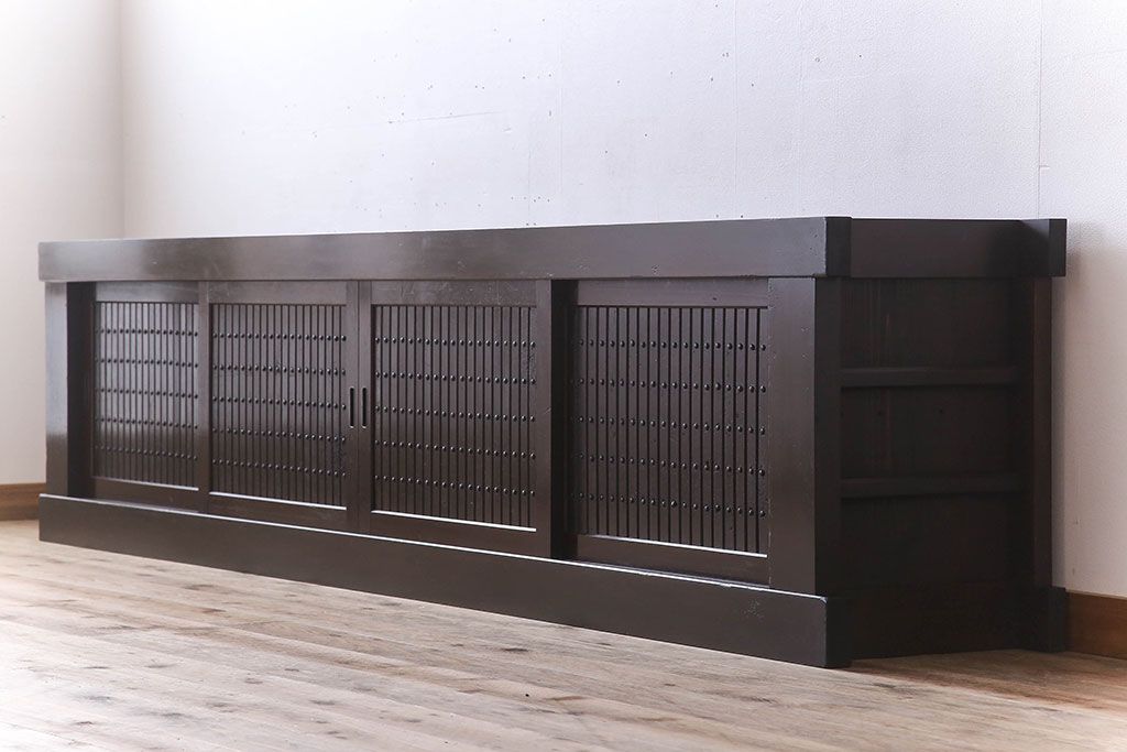 アンティーク家具　特大サイズ!アンティーク九尺水屋箪笥ローボード(2)(テレビ台、キャビネット、収納棚)