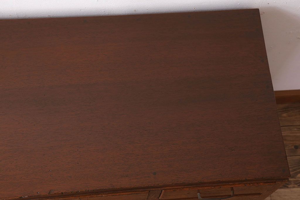 アンティーク家具　古い木製のシンプルなアンティーク薄型片袖机