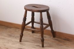 アンティーク雑貨　イギリスアンティークの上品な丸スツール(椅子、チェア)(3)