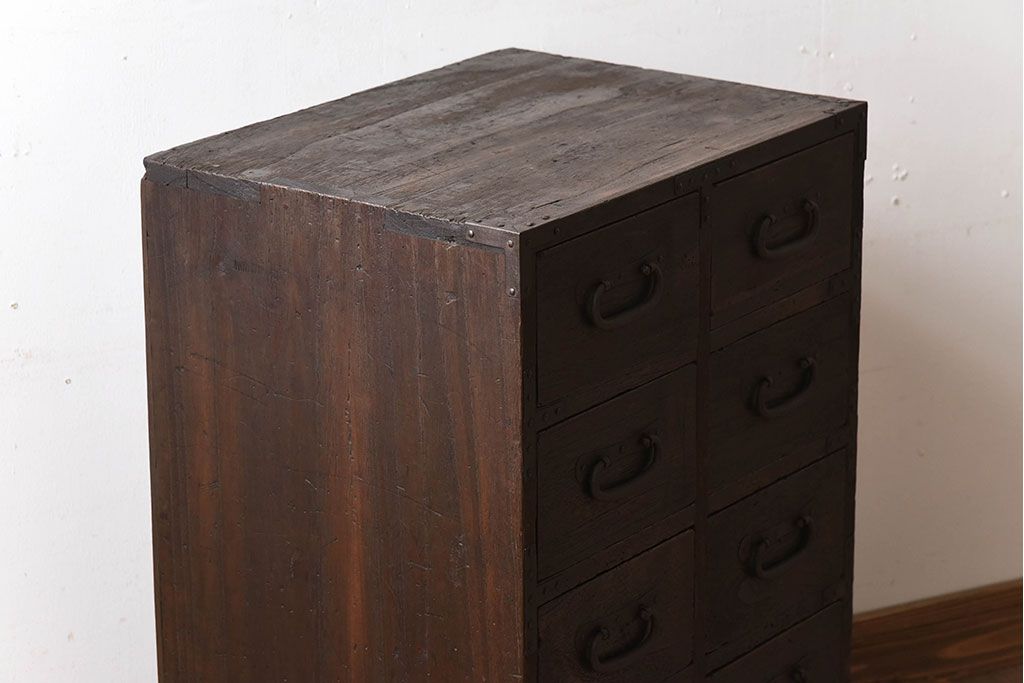アンティーク家具　総桐材　金具付き!アンティーク縦型小引き出し