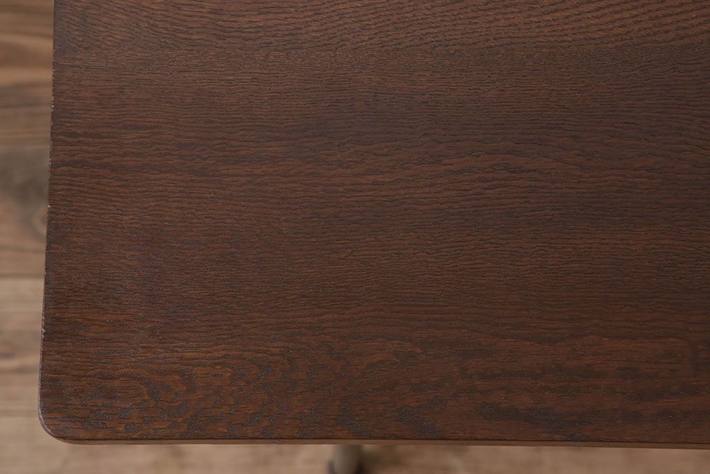 アンティーク家具　天板ナラ古材　アンティーク　シンプルな鉄脚テーブル(2)