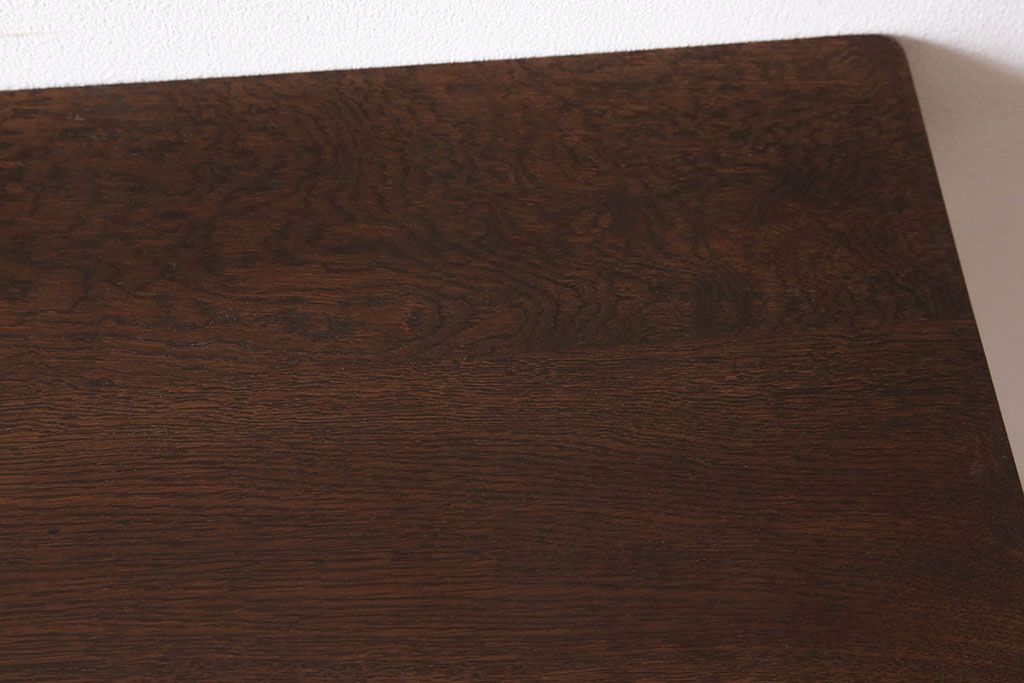 アンティーク家具　天板ナラ古材　アンティーク　シンプルな鉄脚テーブル(2)