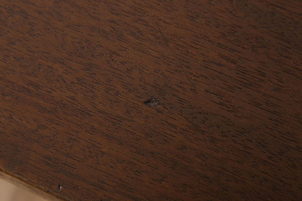アンティーク家具　天板一枚板　ラワン材　シンプルな鉄脚テーブル(2)
