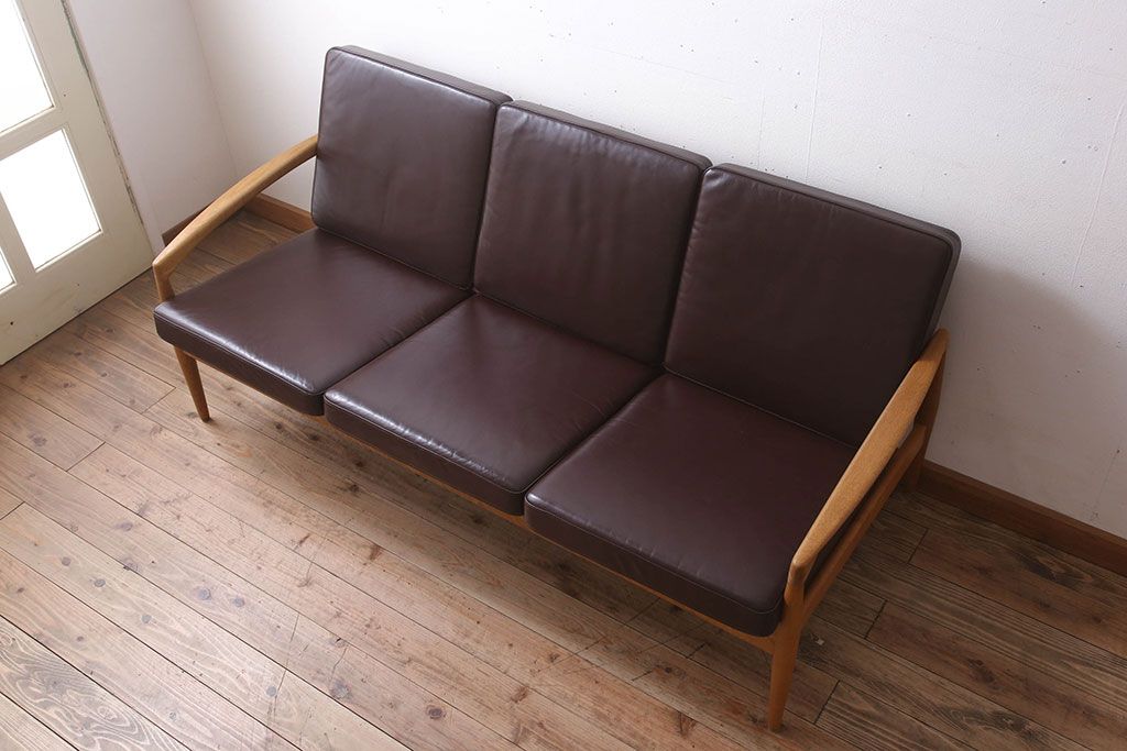 中古 宮崎椅子製作所 ペーパーナイフソファ 3人掛けソファ(長椅子) ラフジュ工房