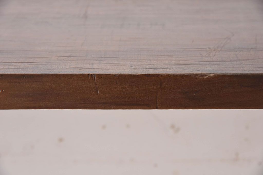 アンティーク家具　古い天板一枚板の鉄脚テーブル