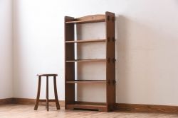 レトロ家具　栓材製　象嵌入りのレトロな本棚