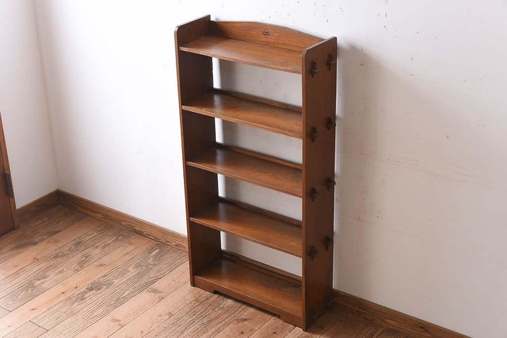 レトロ家具　栓材製　象嵌入りのレトロな本棚