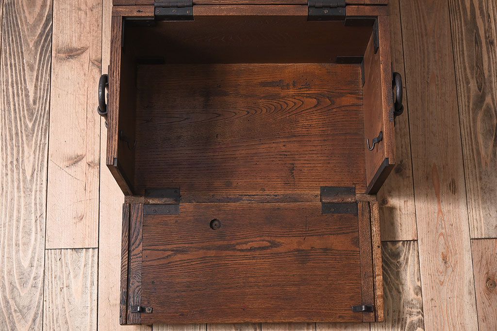 アンティーク雑貨　明治期　手作り　欅材製　鍛冶屋の木箱