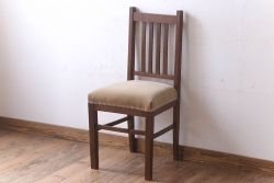 アンティーク家具　クッション座面　ナラ材製のシンプルなアンティークチェア(2)