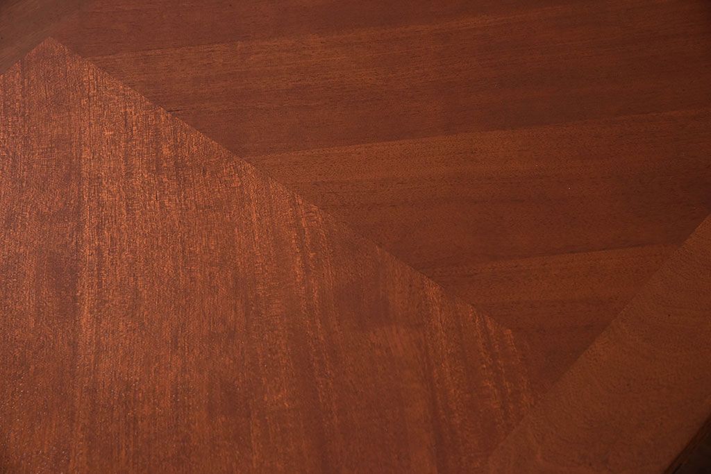 ヴィンテージ家具　フランスビンテージ　パーケット天板　マホガニー材　猫脚のエクステンションテーブル