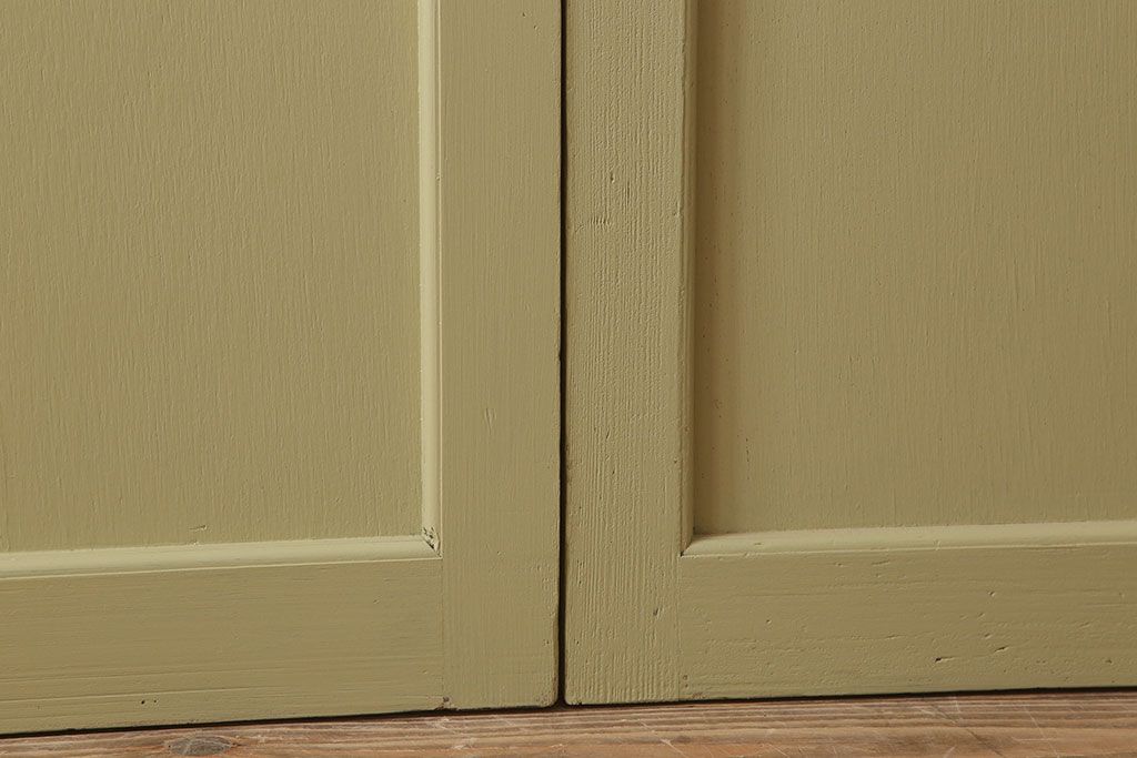 アンティーク　背が高いペイントガラス戸2枚セット