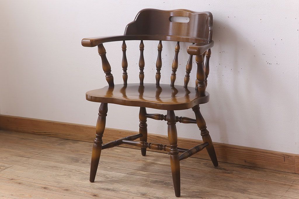 中古　飛騨産業　キツツキマーク　穂高　キャプテンチェア(3)