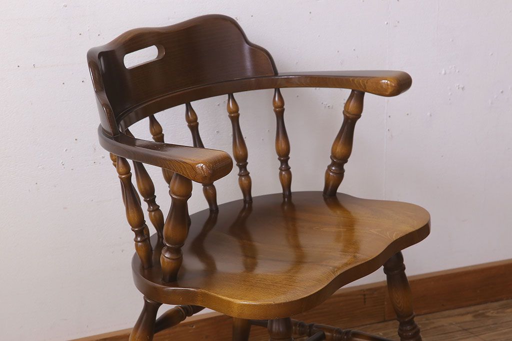 中古　飛騨産業　キツツキマーク　穂高　キャプテンチェア(3)