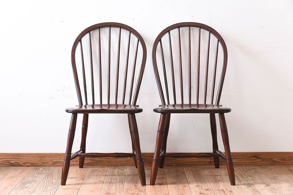 中古　松本民芸家具　#72 リーチチェア(ダイニングチェア)2脚セット(2)