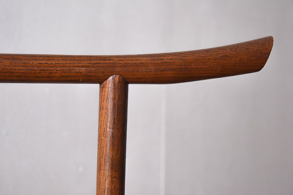 アンティーク雑貨　栗材製　彫刻入り　古い木の和製アンティーク衣桁