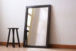 アンティーク雑貨　和製アンティーク　栗材　木製フレームの鏡(ミラー)