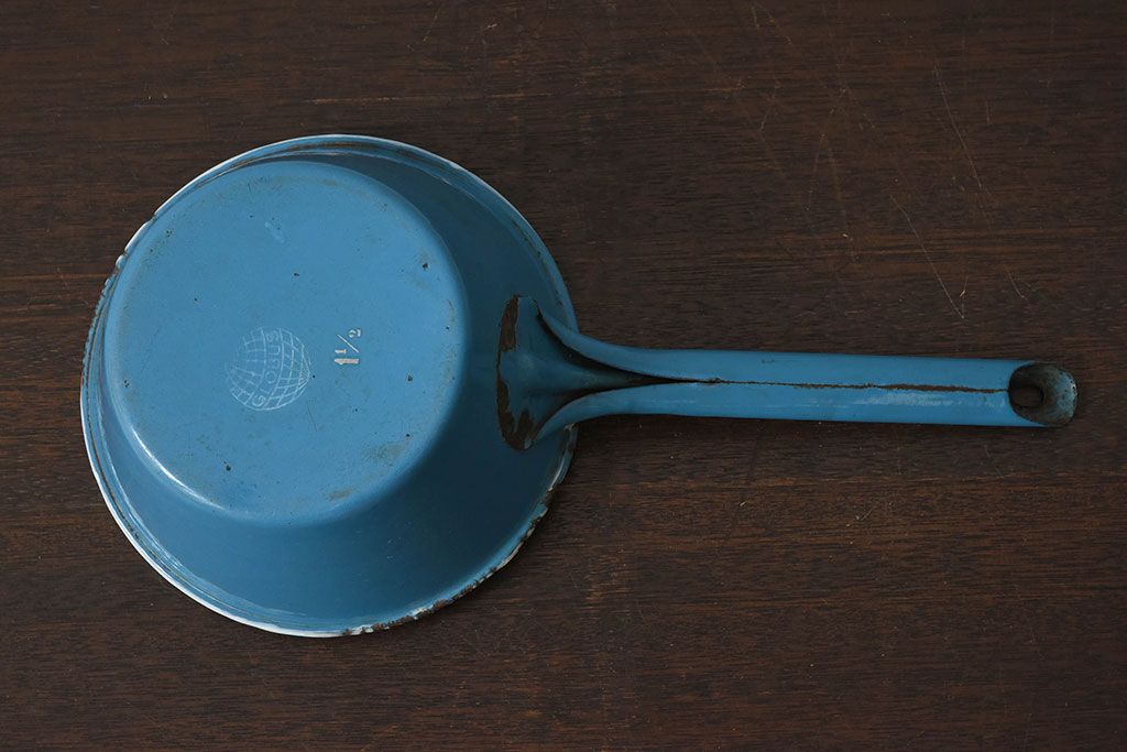 アンティーク雑貨　ヨーロッパビンテージ　ホーロー(琺瑯)　片手鍋