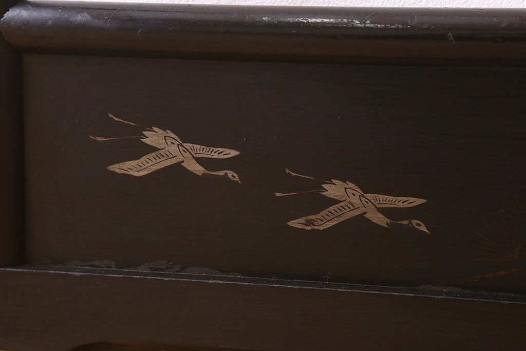 アンティーク雑貨　アンティーク　古民具・骨董　鶴と松の屏風衣桁