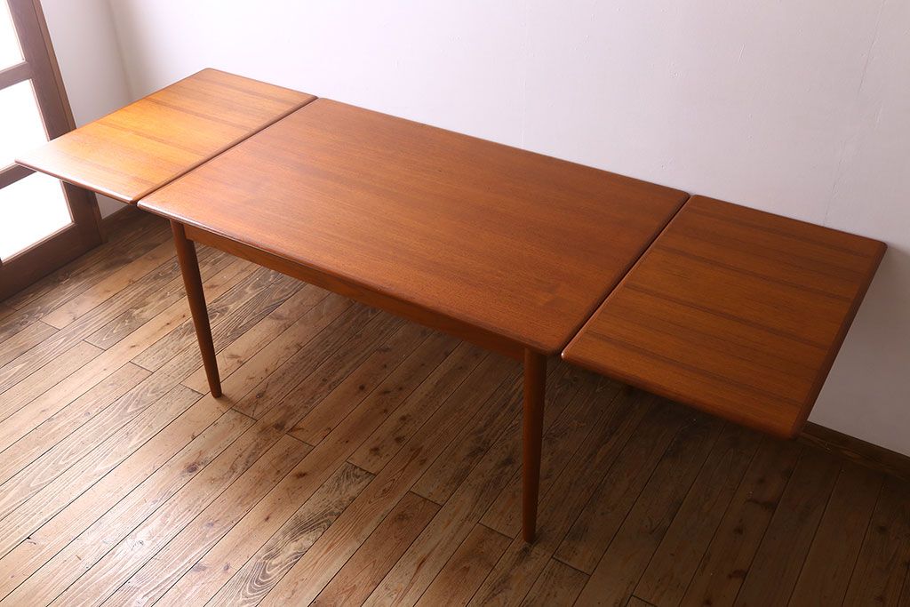 【T様ご成約分】北欧家具　シンプルなビンテージダイニングテーブル(エクステンションテーブル)(3)