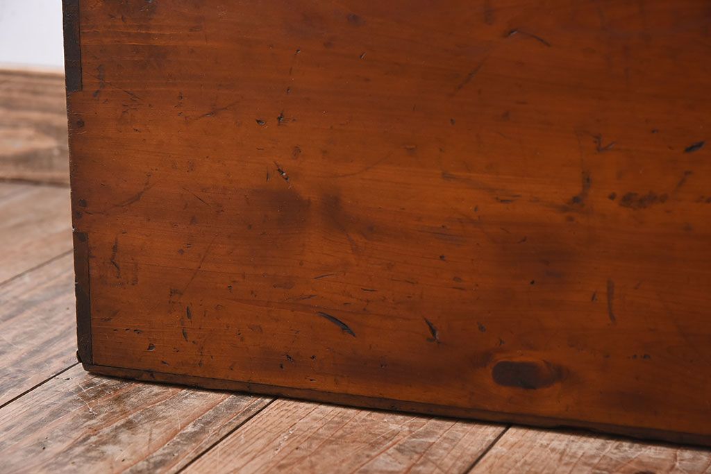 アンティーク雑貨　明治大正期　檜材　古い木製の岡持ち(収納ボックス・木箱)
