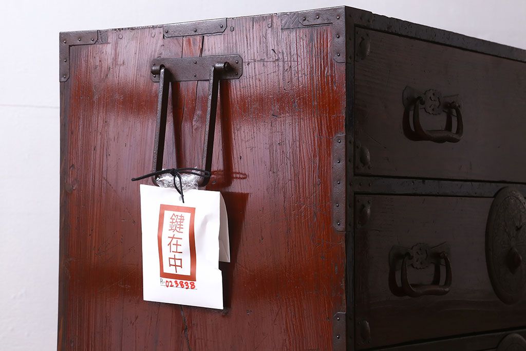 アンティーク家具　最上箪笥(衣装箪笥)　古民具・骨董　前面栗材
