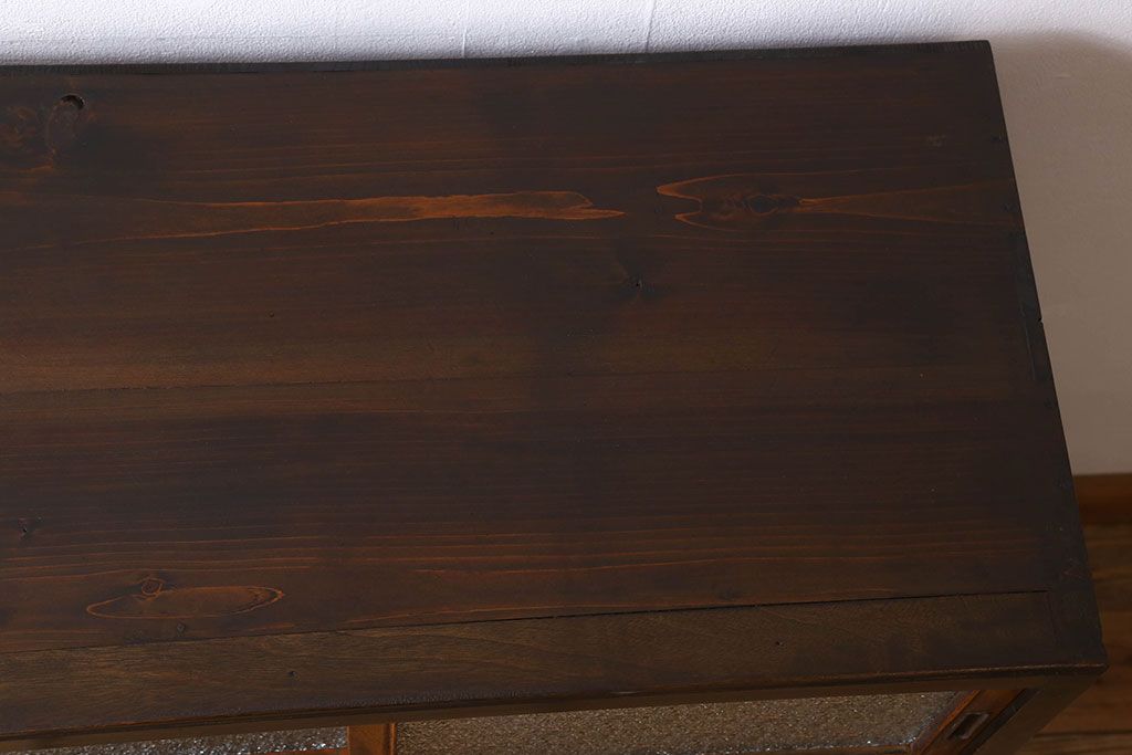 レトロ家具　昭和レトロ　ダイヤガラス!アンティーク収納棚(本箱)