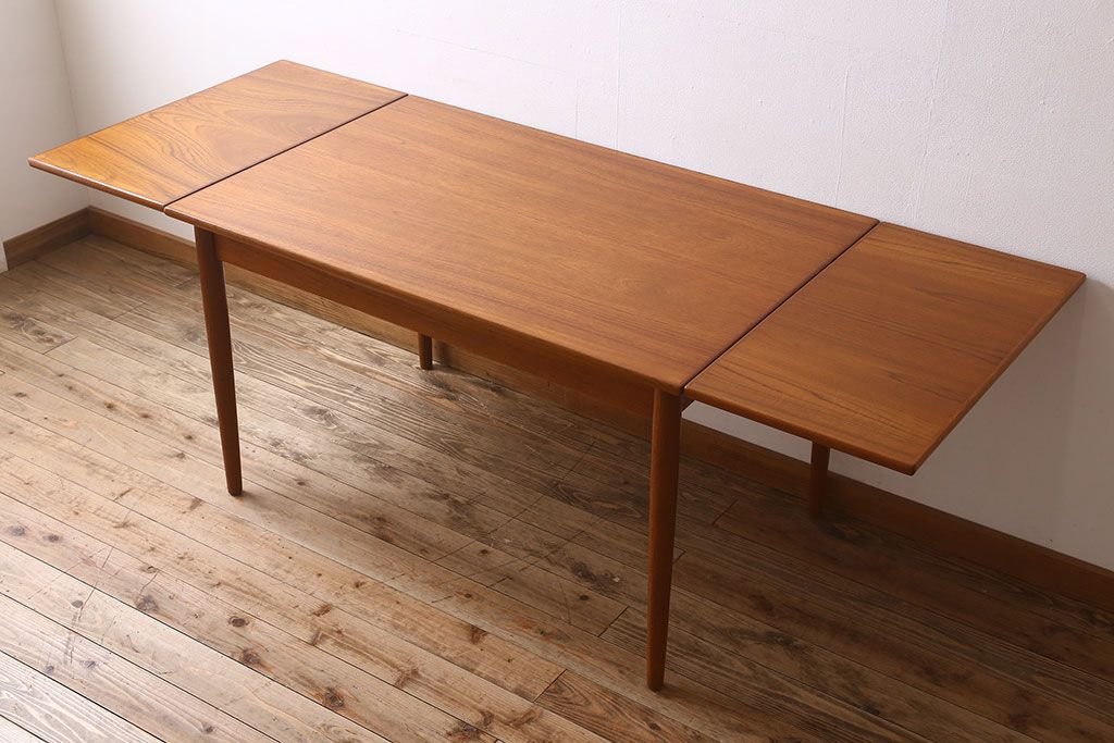 北欧家具　ビンテージ　シンプルなダイニングテーブル(エクステンションテーブル)