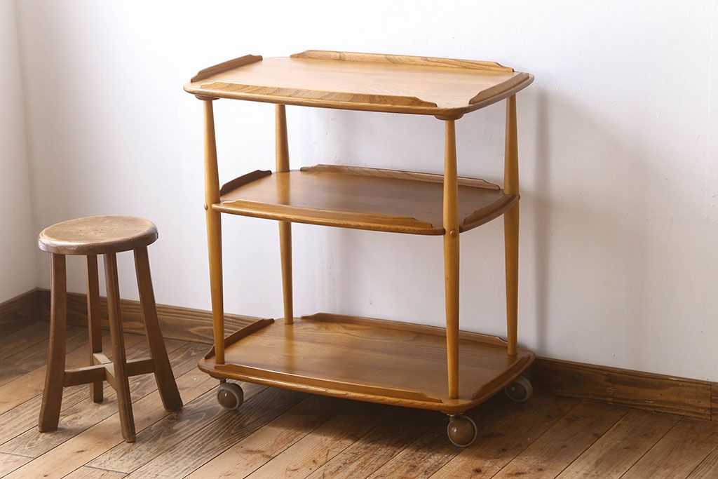 ヴィンテージ家具　ERCOL(アーコール)　イギリスビンテージ　トロリーキャスターワゴン
