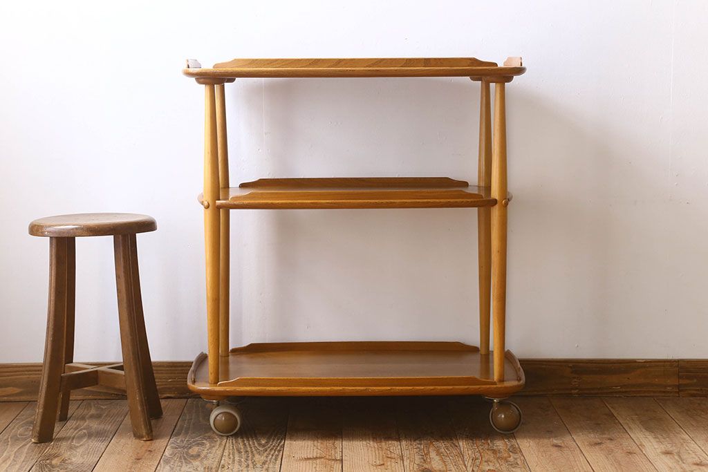 ヴィンテージ家具　ERCOL(アーコール)　イギリスビンテージ　トロリーキャスターワゴン
