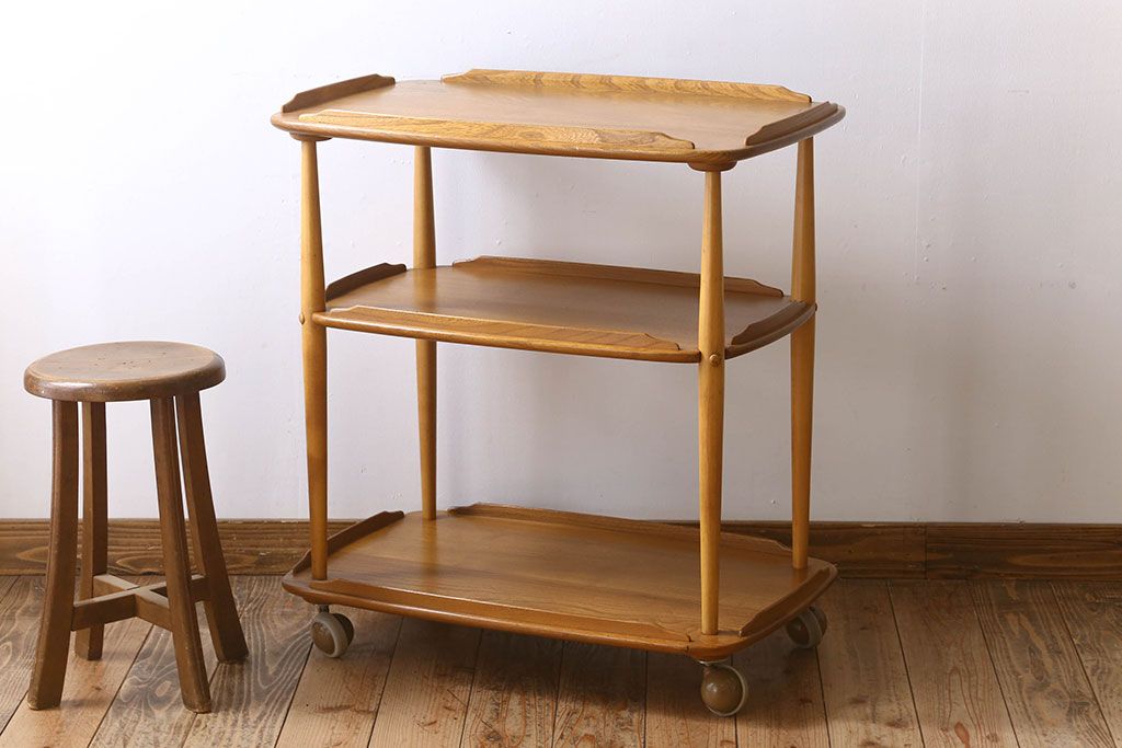 ヴィンテージ家具　ERCOL(アーコール)　イギリスビンテージ　トロリーキャスターワゴン