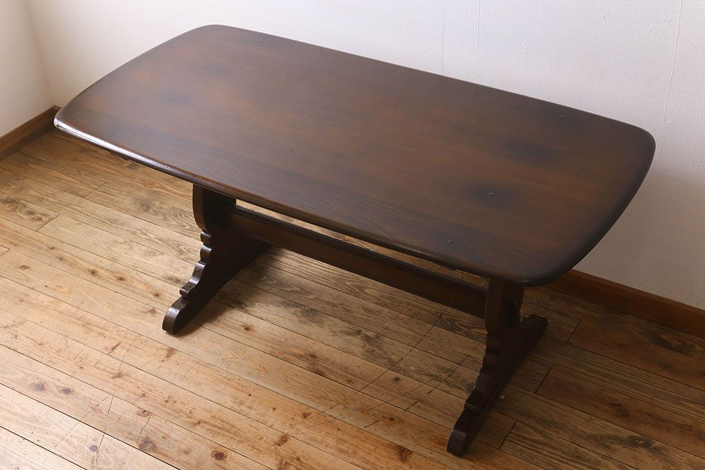 ヴィンテージ家具　ERCOL(アーコール)　イギリスビンテージ　オールドコロニアル　リフェクトリーテーブル(ダイニングテーブル)