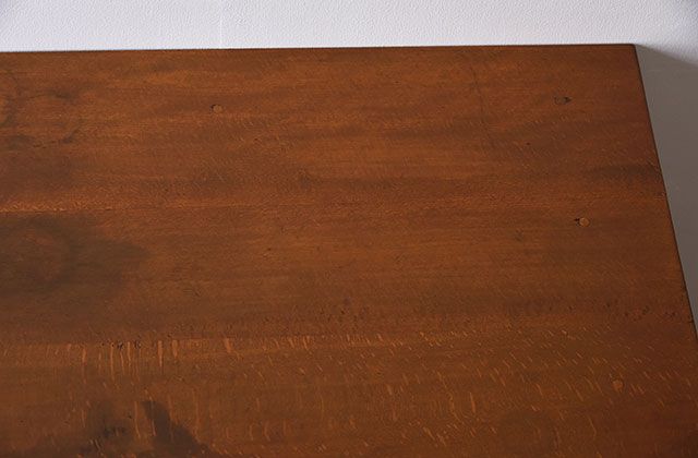レトロ家具　シンプル　昭和レトロな古い木の片袖机　ブナ材製