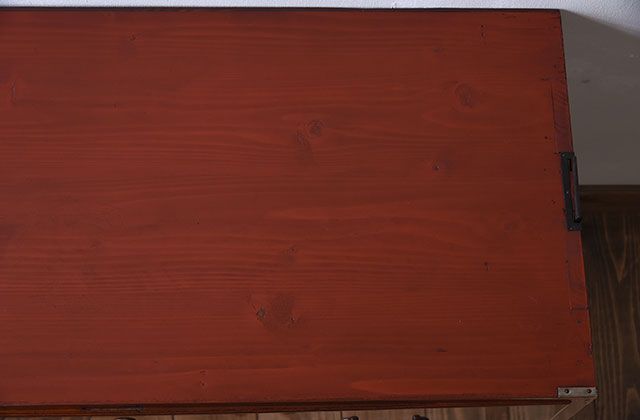 アンティーク家具　鉄脚付き時代箪笥ローボード　前面欅材　和製アンティーク