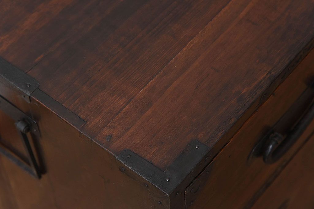 アンティーク家具　丸金具付き!アンティークの時代箪笥ローボード　前桐材製(2)