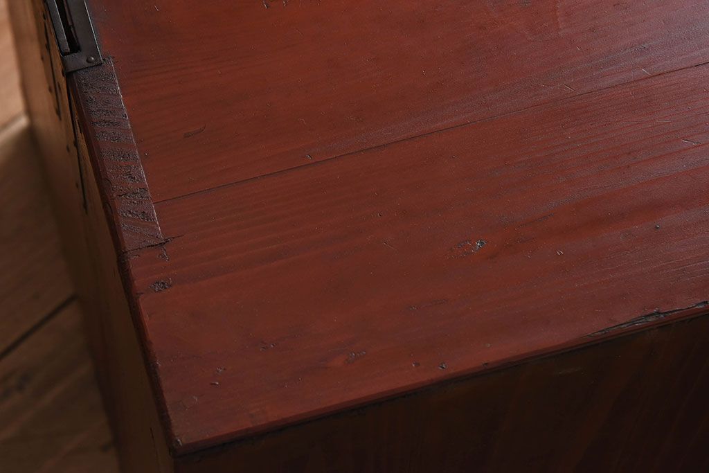 アンティーク家具　和製アンティーク　漆塗り!前面欅材の時代箪笥ローボード(3)