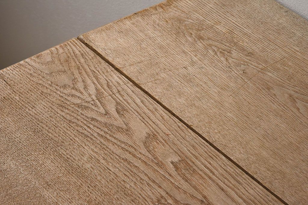 アンティーク家具　極厚天板　ナラ材製　木味　大きなアンティーク作業台(ダイニングテーブル)