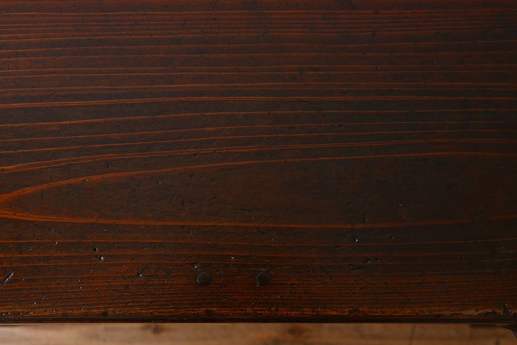 レトロ家具　昭和レトロ　引き出し2杯付き!古い平机(テーブル)(2)