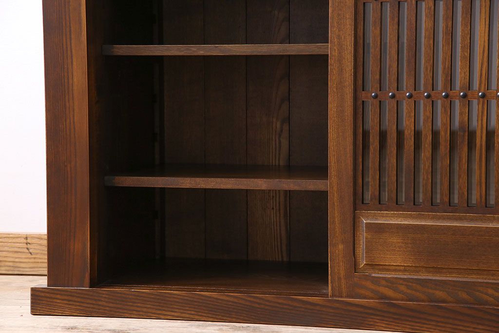 中古　民芸家具　国産　手作り　五尺　栗無垢材製!収納箪笥サイドボード(水屋箪笥)