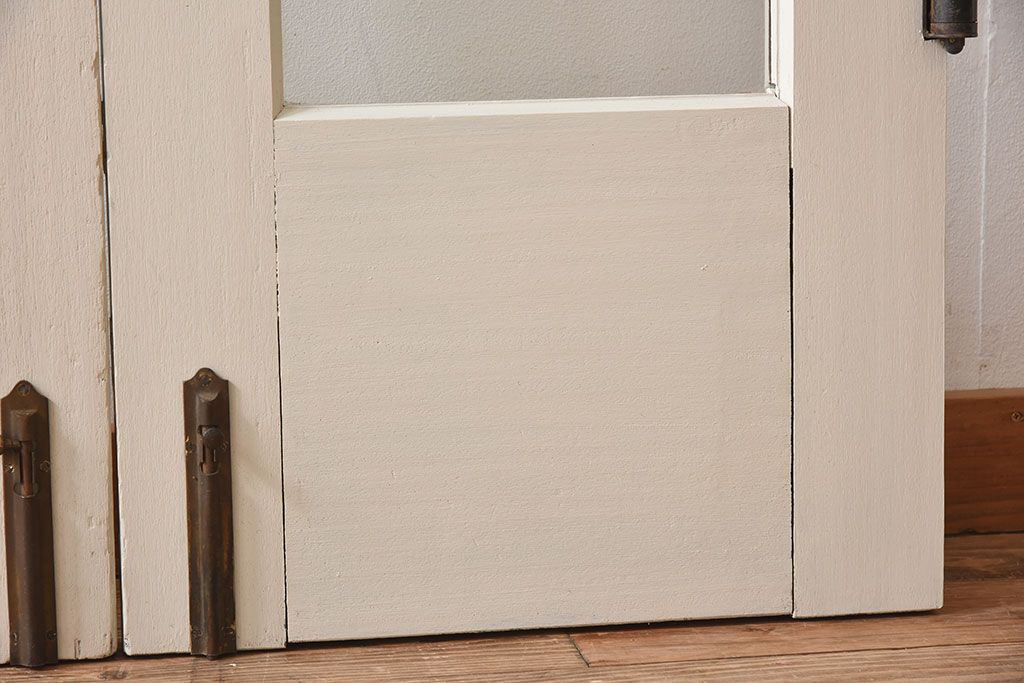 ビンテージ　両開き　無垢材!特大ガラスドア2枚セット(間仕切り・パーテーション)