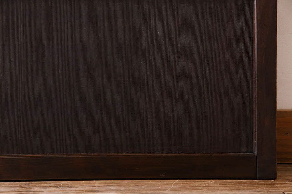 裏障子付き!クリアガラス帯の格子戸4枚セット　和製アンティーク