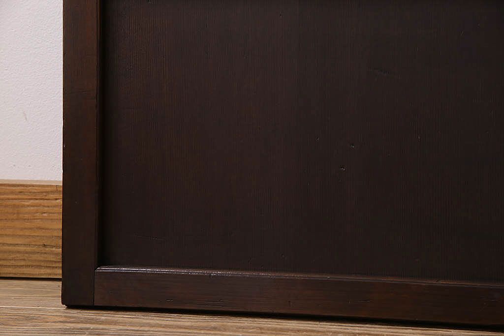 裏障子付き!クリアガラス帯の格子戸4枚セット　和製アンティーク