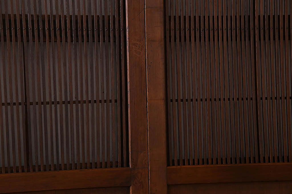 古民具・骨董　極上品　裏障子付き!上質なアンティーク万本格子戸4枚セット