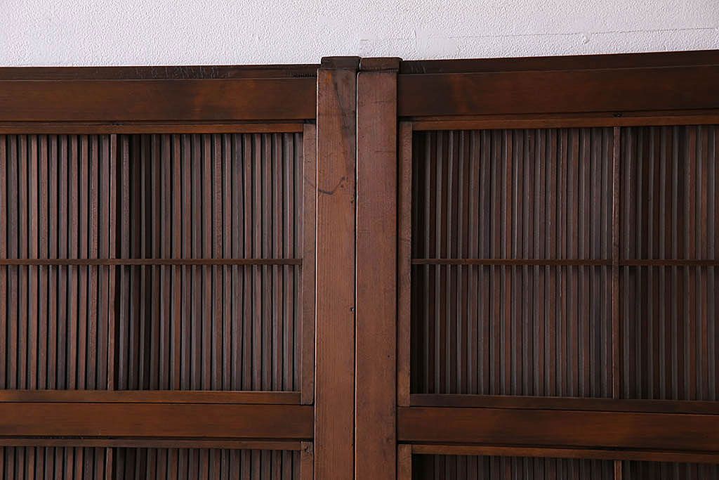 古民具・骨董　極上品　裏障子付き!上質なアンティーク万本格子戸4枚セット