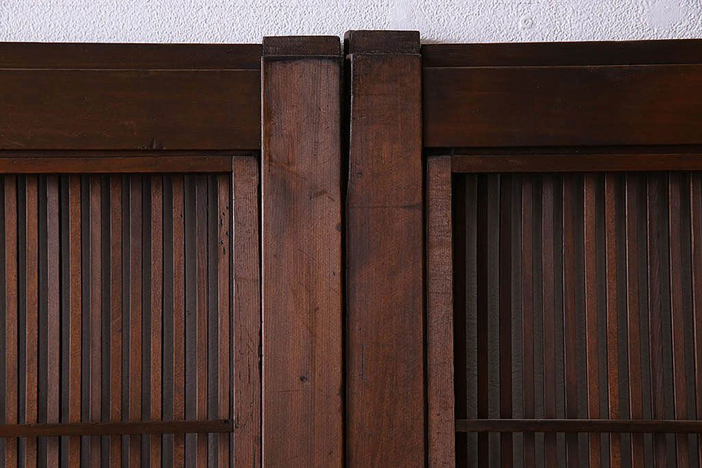 古民具・骨董　極上品　裏障子付き!上質なアンティーク万本格子戸4枚セット