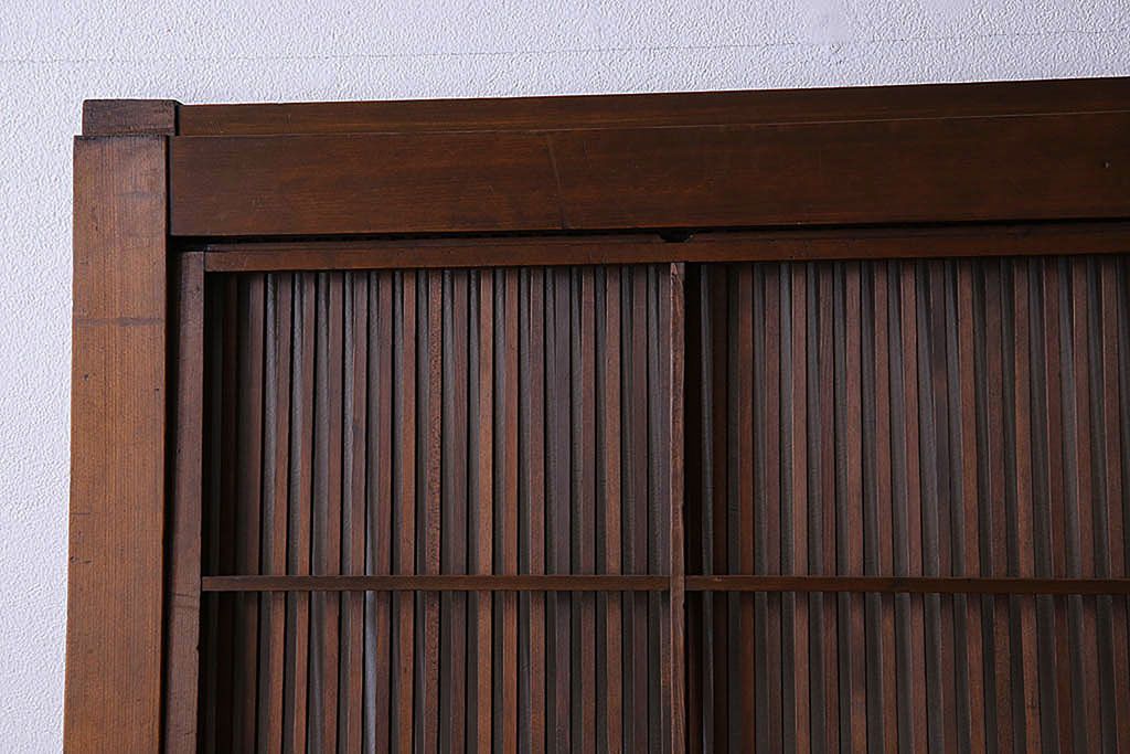 古民具・骨董　極上品　裏障子付き!上質なアンティーク万本格子戸4枚セット