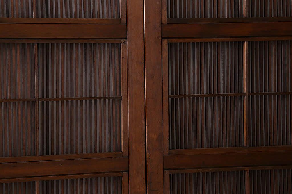 古民具・骨董　極上品　裏障子付き!上質なアンティーク万本格子戸4枚セット