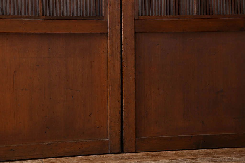 古民具・骨董　極上品　裏障子付き!上質なアンティーク万本格子戸4枚セット