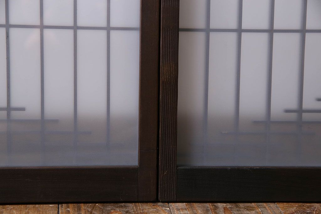 すりガラス　アンティーク　小さなガラス戸(明り取り・窓)2枚セット